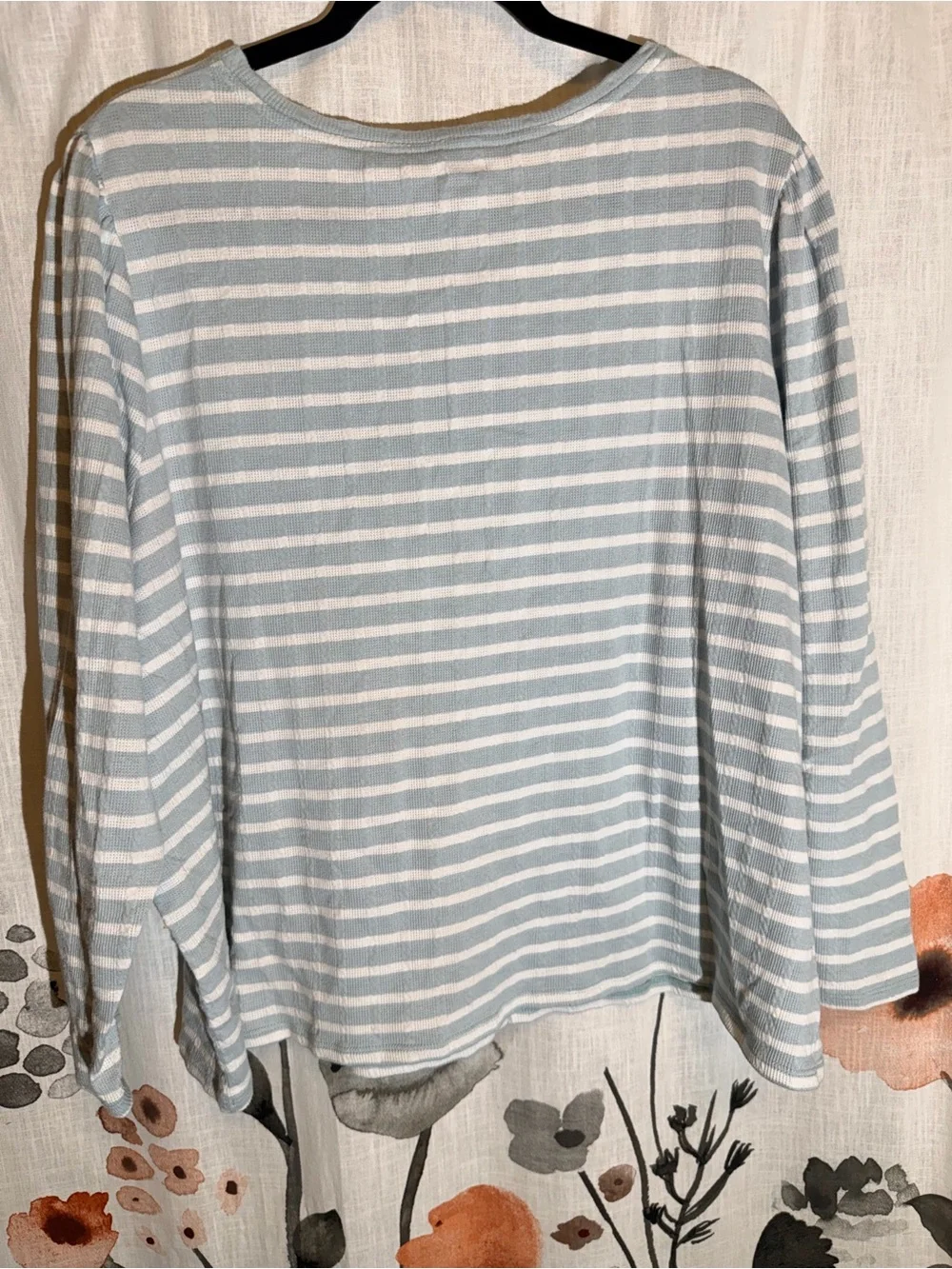 croft & barrow Light Blue and White Striped Long-Sleeve Crewneck - Picture 7 of 10